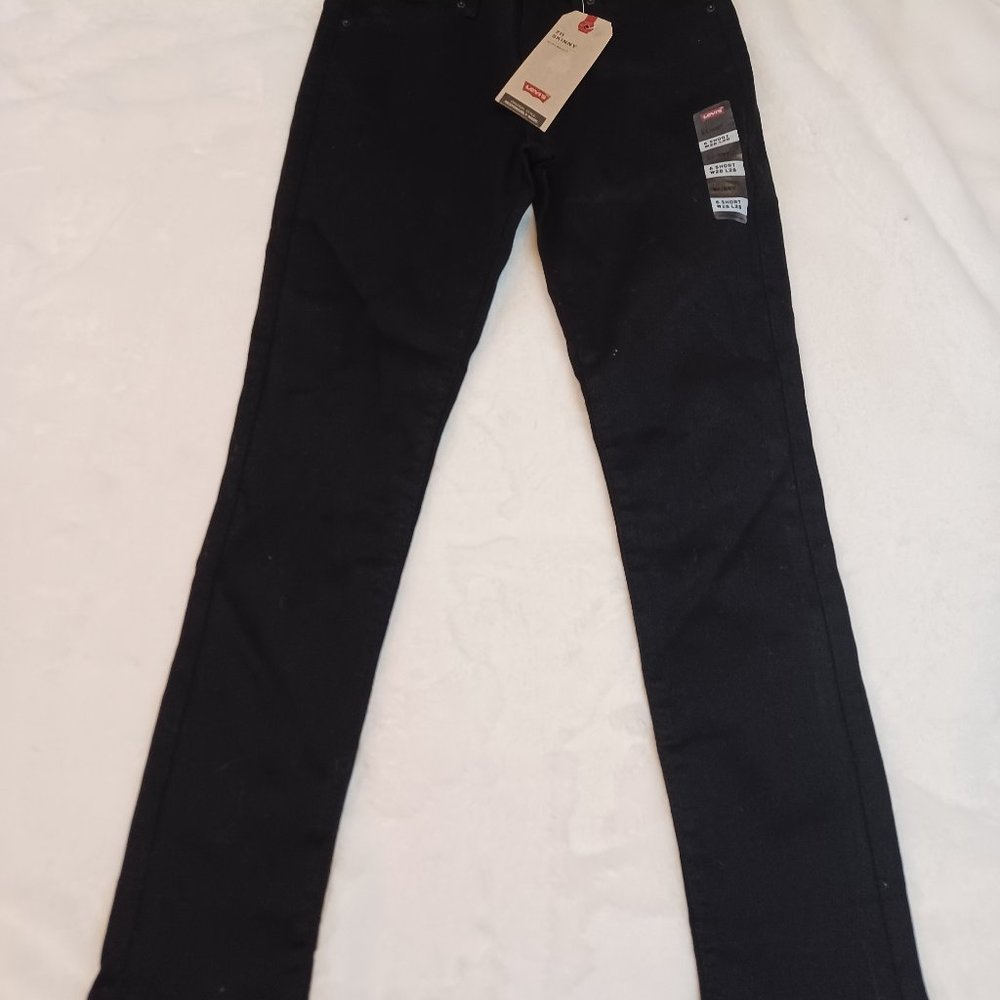 NWT Levi's 711 Jeans Womens 28/28 Skinny Sculpt Hypersoft Mid Rise Black Slim